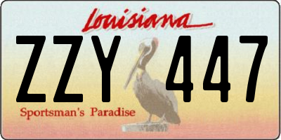 LA license plate ZZY447