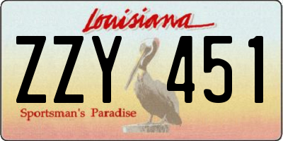 LA license plate ZZY451
