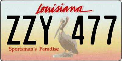 LA license plate ZZY477