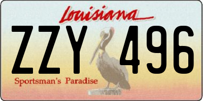 LA license plate ZZY496