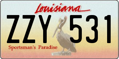 LA license plate ZZY531