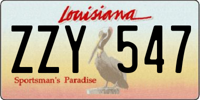 LA license plate ZZY547