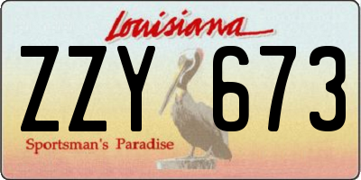 LA license plate ZZY673