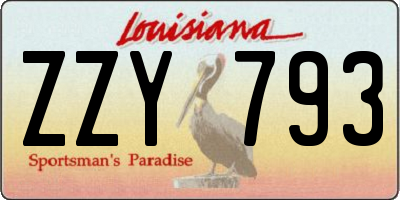 LA license plate ZZY793