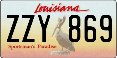 LA license plate ZZY869