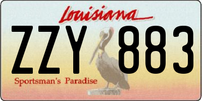 LA license plate ZZY883