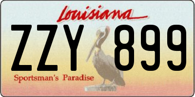LA license plate ZZY899