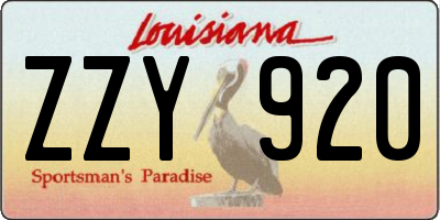 LA license plate ZZY920