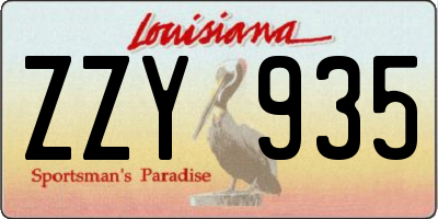 LA license plate ZZY935