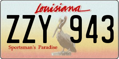 LA license plate ZZY943