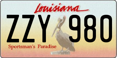 LA license plate ZZY980