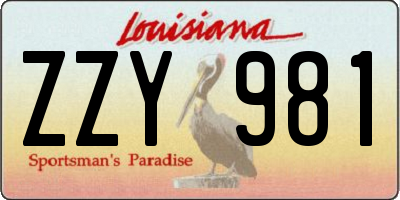 LA license plate ZZY981