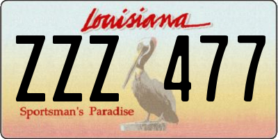 LA license plate ZZZ477