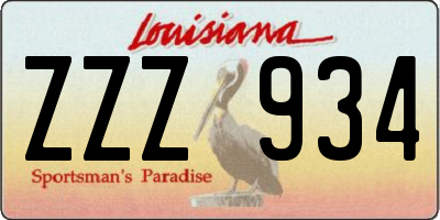 LA license plate ZZZ934