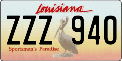 LA license plate ZZZ940