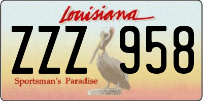 LA license plate ZZZ958