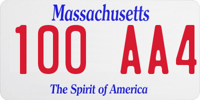 MA license plate 100AA4