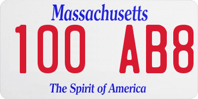 MA license plate 100AB8