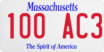 MA license plate 100AC3