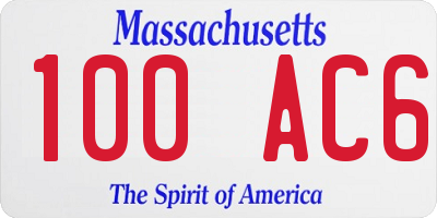 MA license plate 100AC6