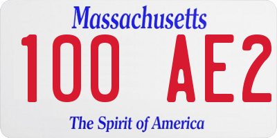 MA license plate 100AE2