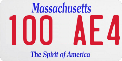 MA license plate 100AE4