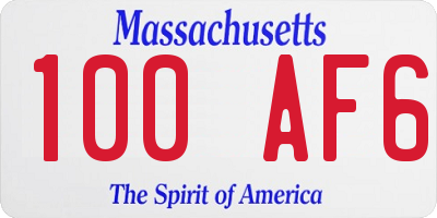 MA license plate 100AF6