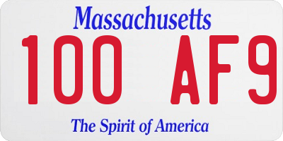 MA license plate 100AF9