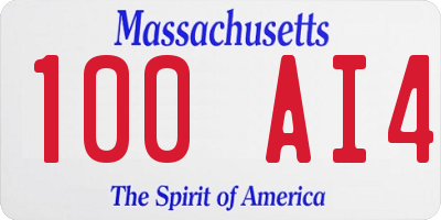 MA license plate 100AI4