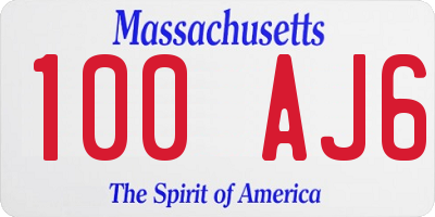 MA license plate 100AJ6