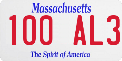 MA license plate 100AL3