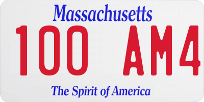 MA license plate 100AM4