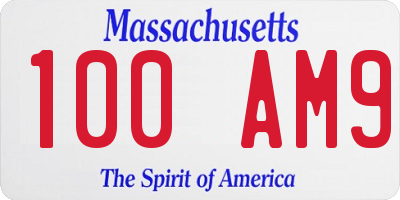 MA license plate 100AM9
