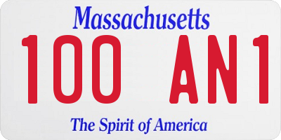 MA license plate 100AN1