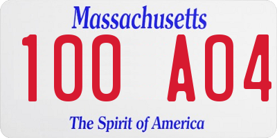 MA license plate 100AO4