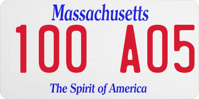 MA license plate 100AO5