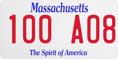 MA license plate 100AO8