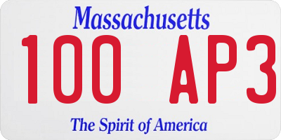 MA license plate 100AP3