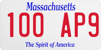 MA license plate 100AP9