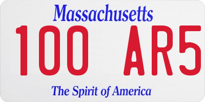MA license plate 100AR5