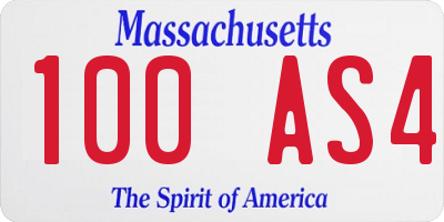 MA license plate 100AS4