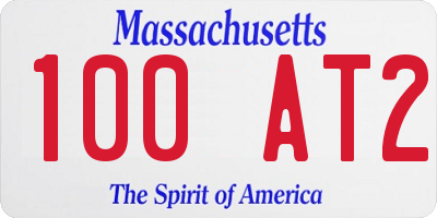 MA license plate 100AT2
