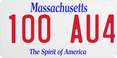 MA license plate 100AU4