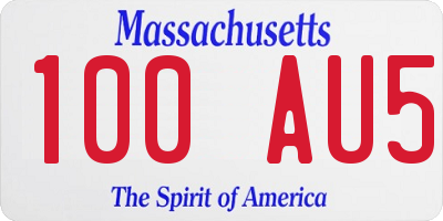 MA license plate 100AU5