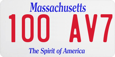 MA license plate 100AV7