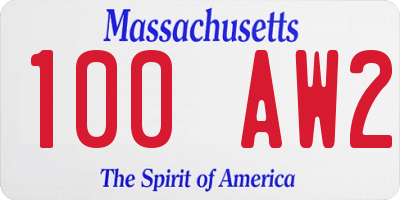 MA license plate 100AW2