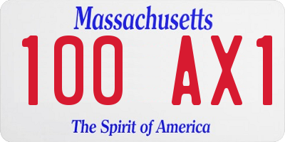 MA license plate 100AX1