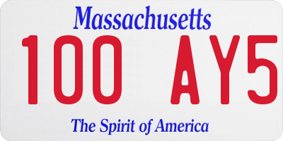 MA license plate 100AY5