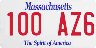 MA license plate 100AZ6