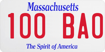 MA license plate 100BA0